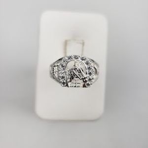 925 sterling silver men's horse with zircon ston Ring size 11.5‎ New